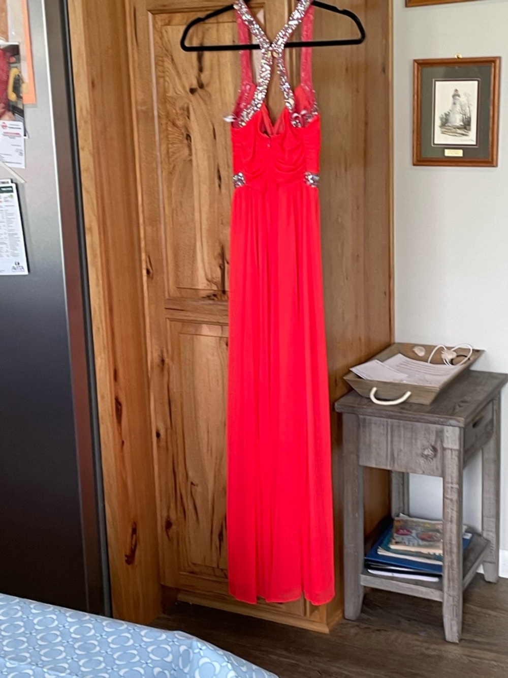 City Triangles Hot Pink Beaded Evening Gown. Item #11436